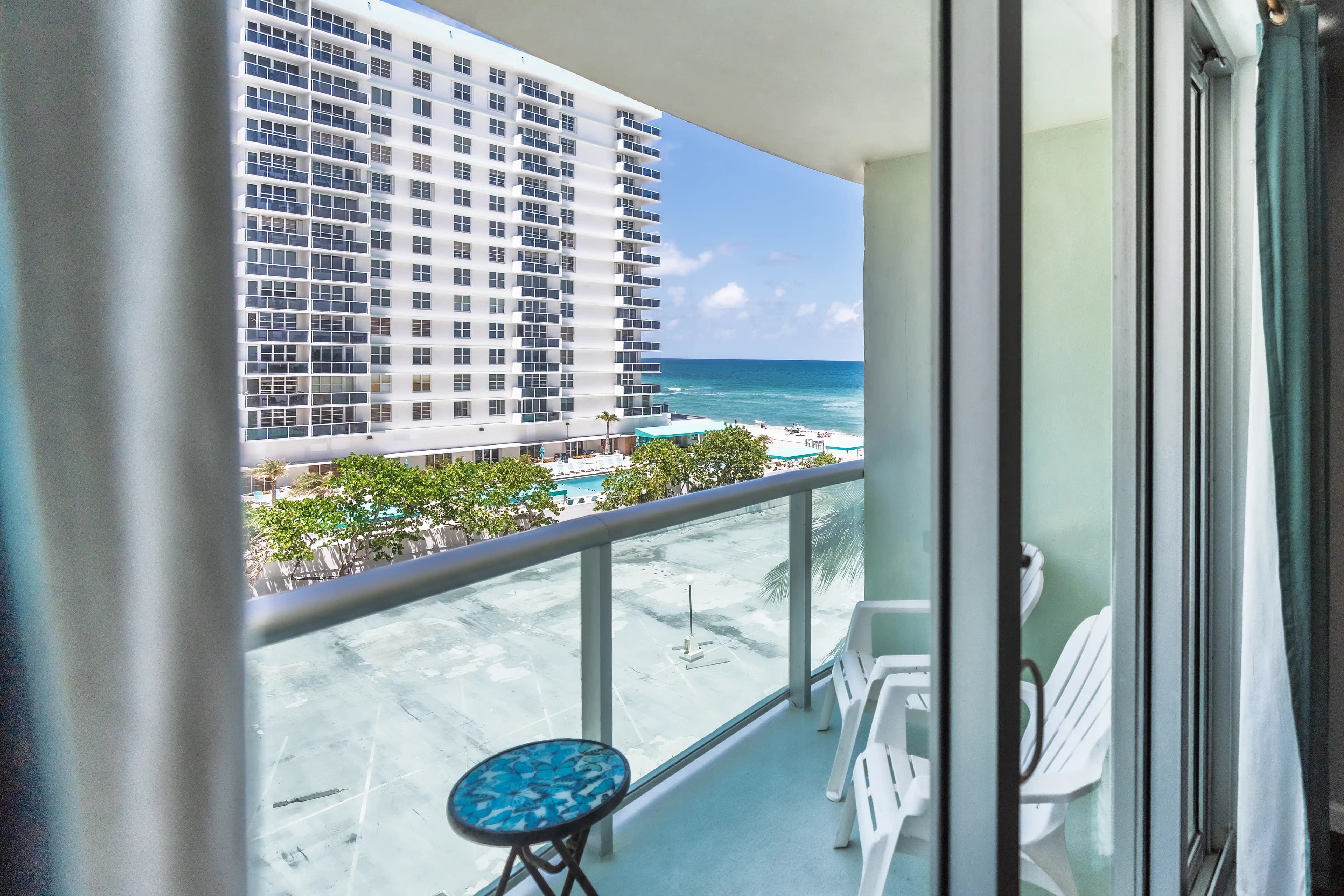 Balcony with ocean view and seating