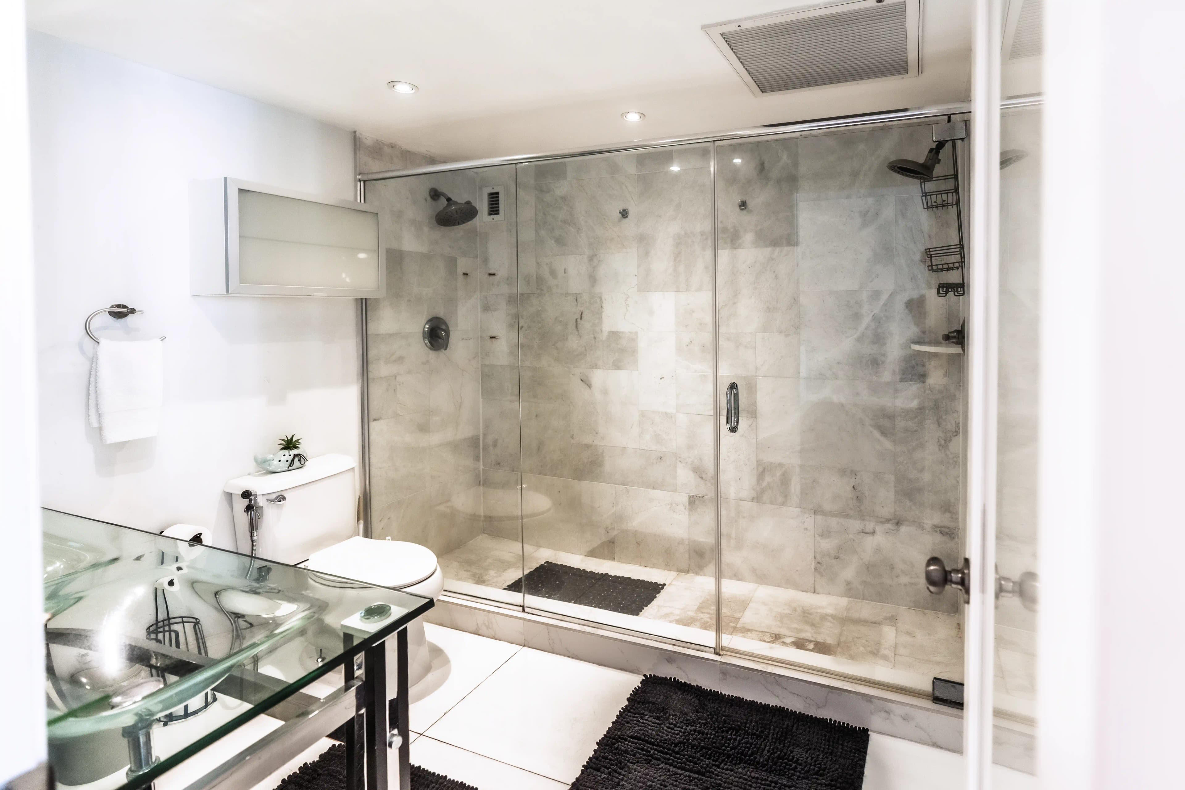 Modern bathroom with walk-in shower