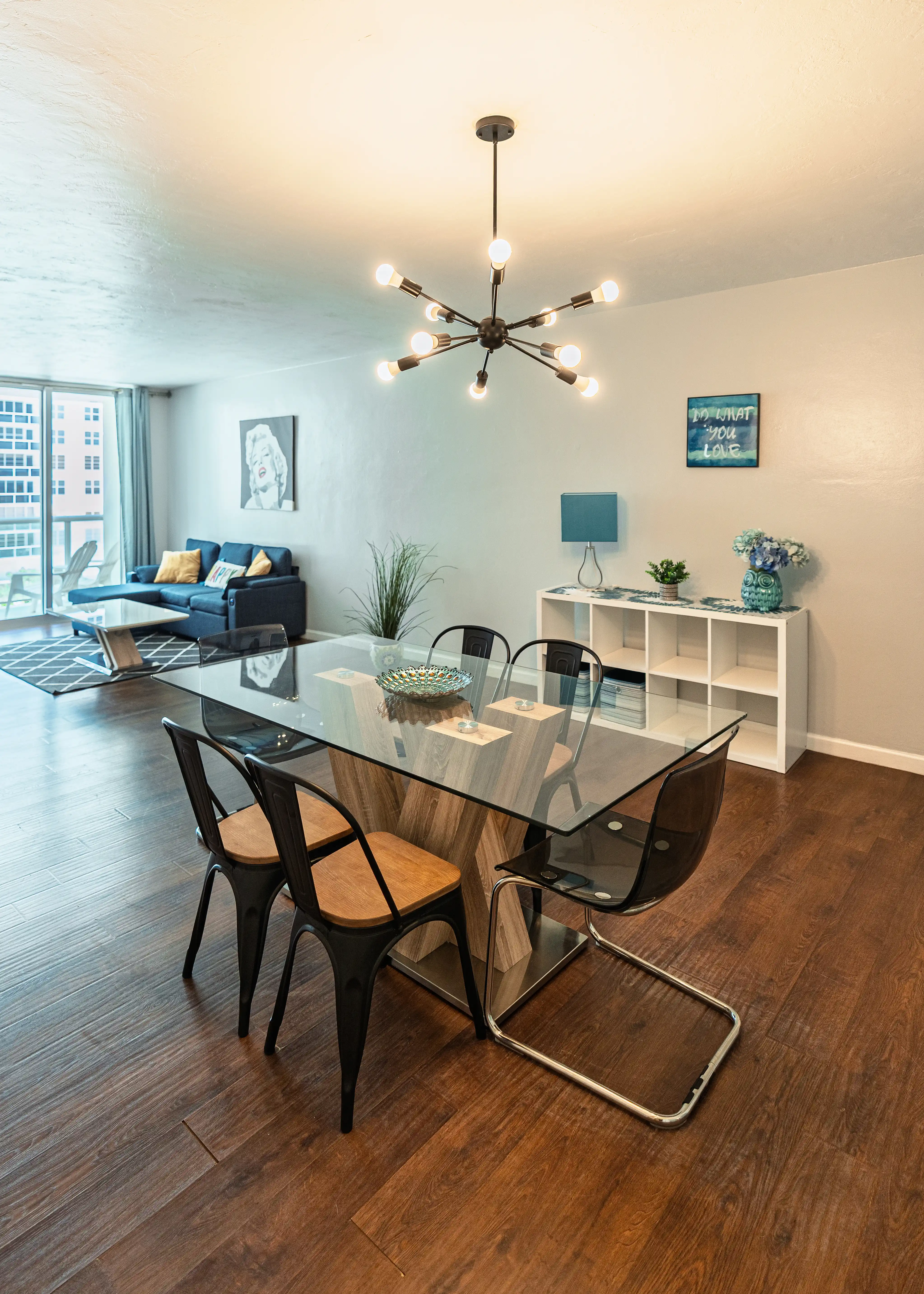 Open space living and dining area